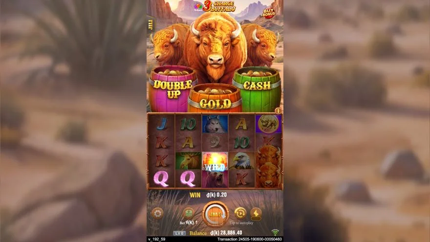 Ảnh bảng biểu tượng & tính năng game 3 Charge Buffalo (slot JILI) chơi tại LC79