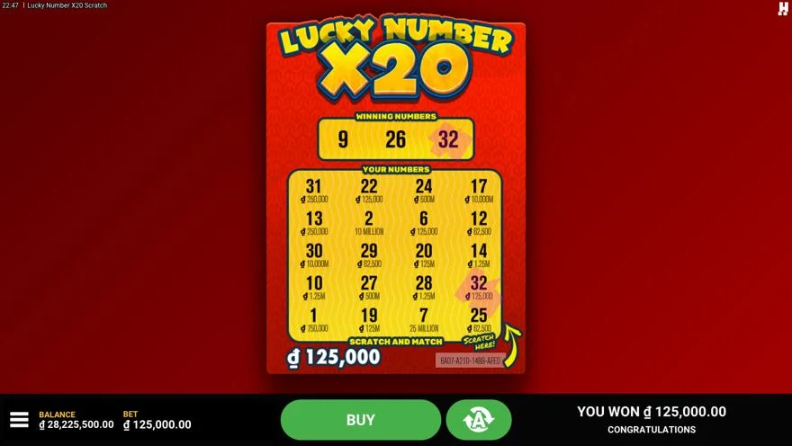 Ảnh màn hình gameplay game Lucky Number (slot JILI) chơi tại LC79