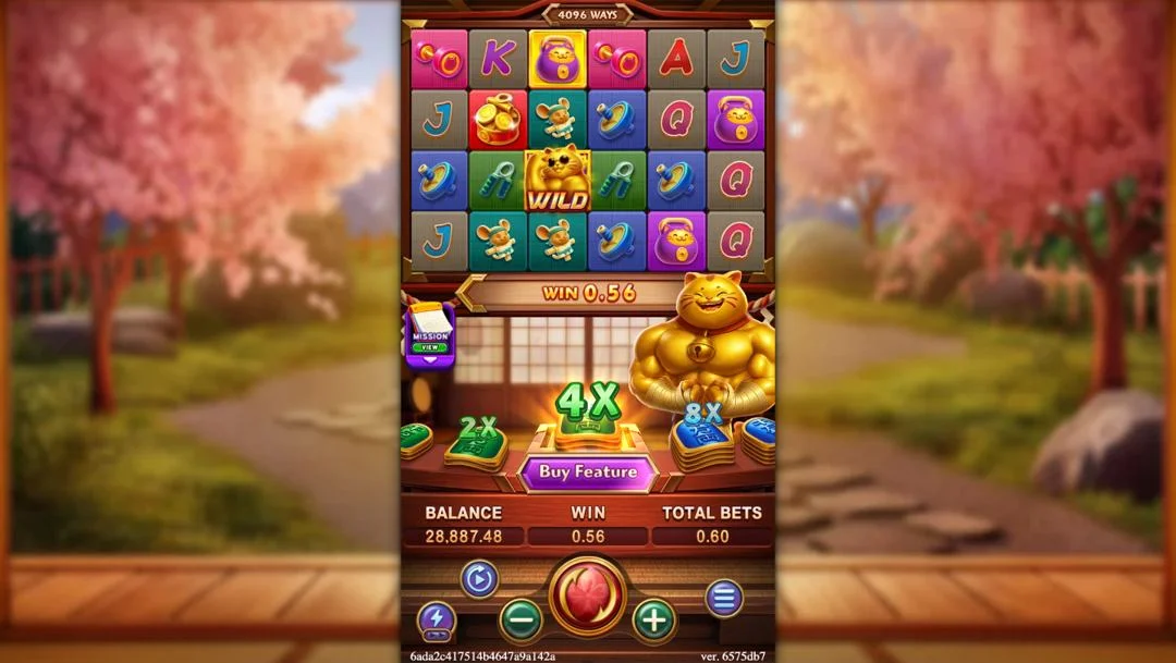 Ảnh giao diện chính game MUSCLE FORTUNE CAT (slot FC) chơi tại LC79