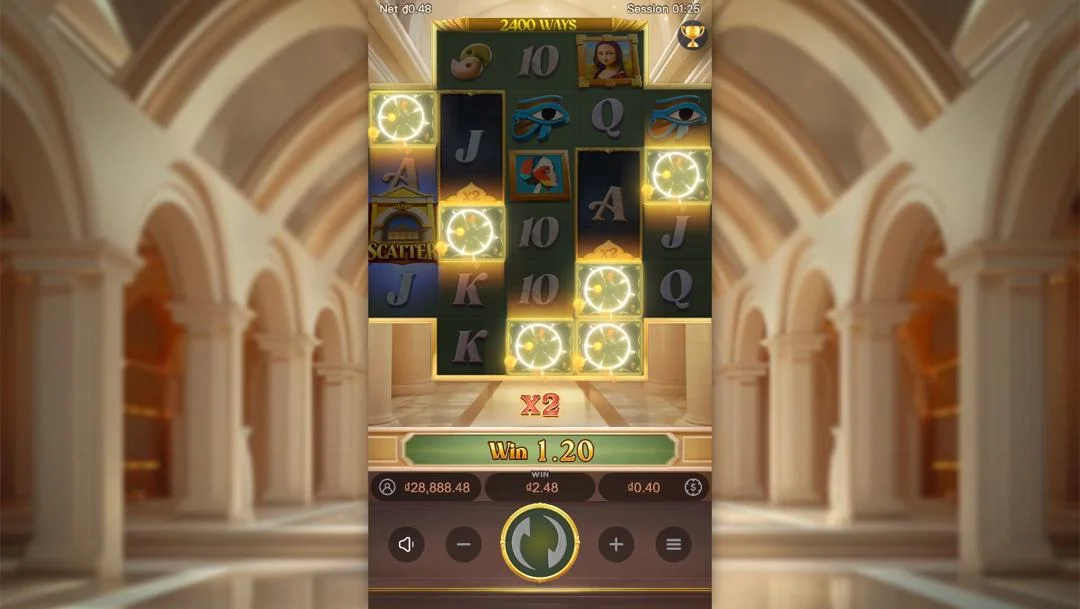 Ảnh giao diện chính game Museum Wonders (slot PG) chơi tại LC79