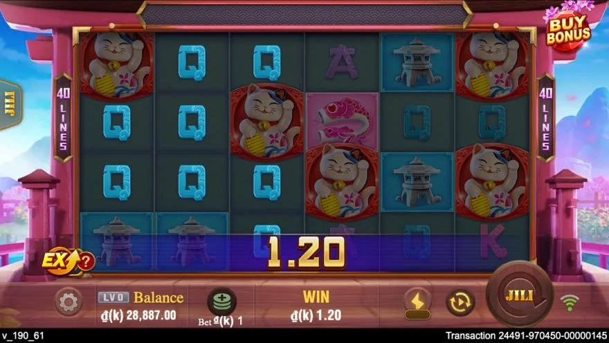 Ảnh màn hình gameplay game Neko Fortune (slot JILI) chơi tại LC79