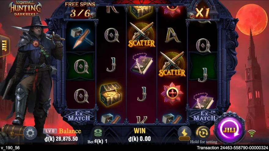 Ảnh màn hình gameplay game Nightfall Hunting (slot JILI) chơi tại LC79