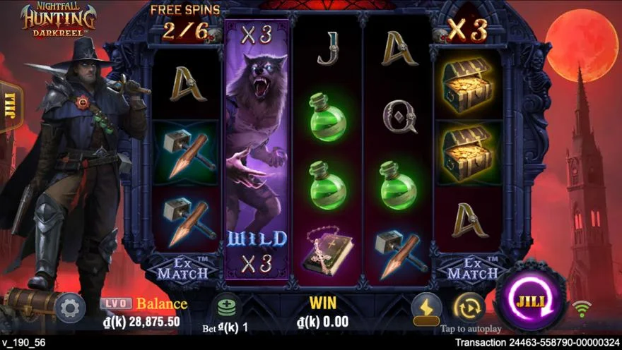 Ảnh bảng biểu tượng & tính năng game Nightfall Hunting (slot JILI) chơi tại LC79