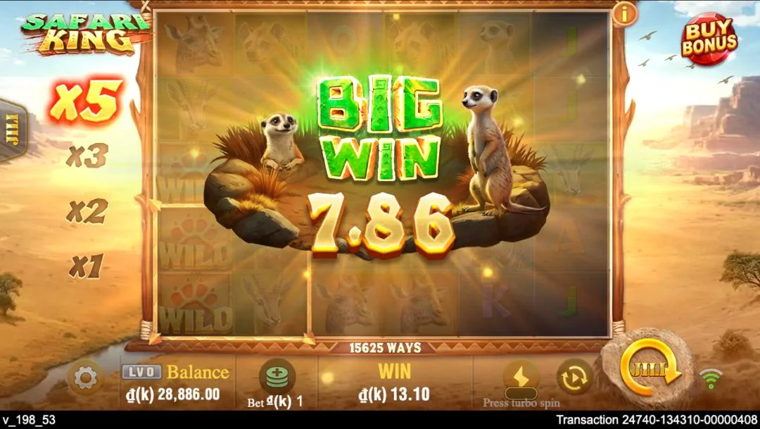 Ảnh giao diện chính game Safari King (slot PP) chơi tại LC79