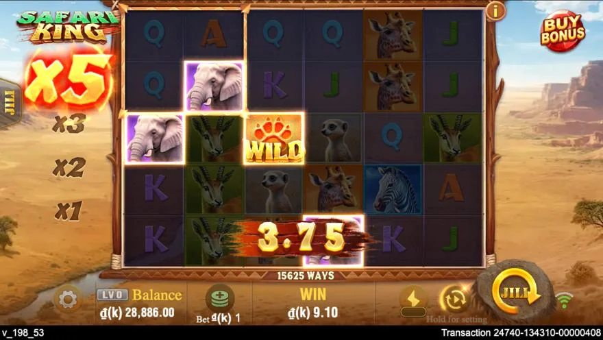 Ảnh màn hình gameplay game Safari King (slot PP) chơi tại LC79