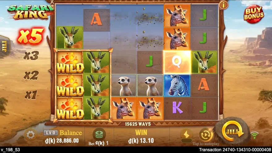 Ảnh bảng biểu tượng & tính năng game Safari King (slot PP) chơi tại LC79