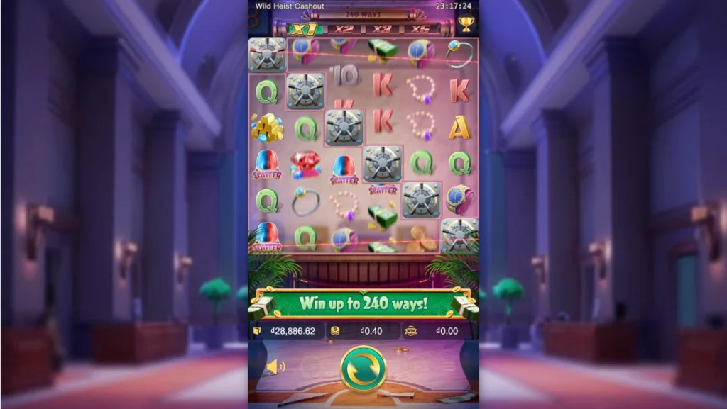 Ảnh giao diện chính game Wild Heist Cashout (slot PG) chơi tại LC79