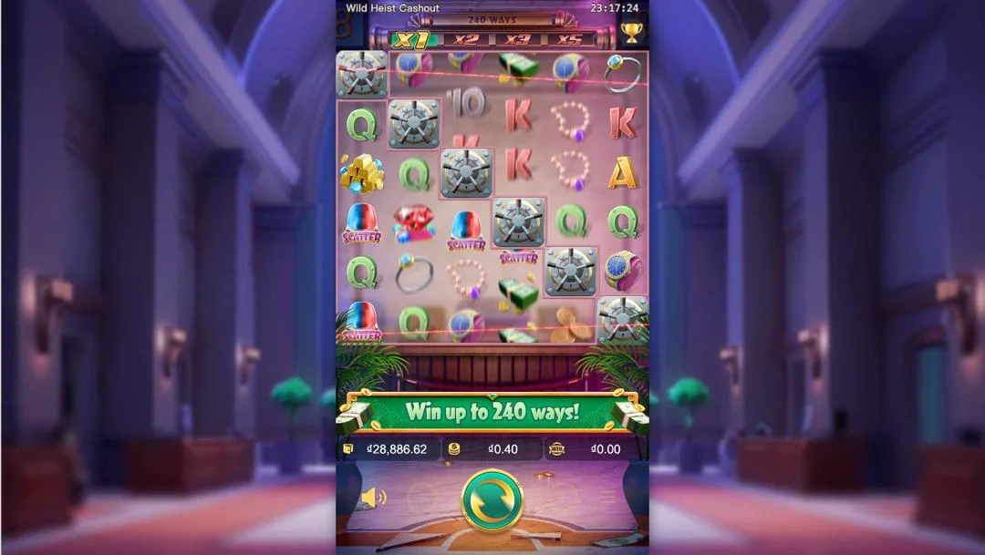Ảnh giao diện chính game Wild Heist Cashout (slot PG) chơi tại LC79