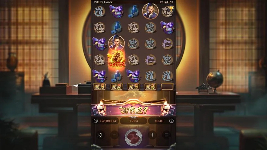Ảnh bảng biểu tượng & tính năng game Yakuza Honor (slot PG) chơi tại LC79